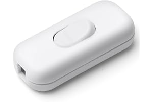 AXFEE 1 Pieza Interruptor Lampara Torpedo, 6A 250V Interruptor de Alimentación en Línea, Interruptor de Cable en Línea Botón, para electrodomésticos pequeños o lámparas, Blanco