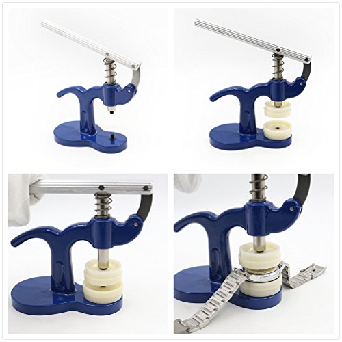 LARS360 Uhrwerkzeug Einpresswerkzeug Uhrenschließer Gehäuseschließer mit 12 Druckplatten Kunststoffeinsätze - 4