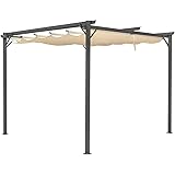 Hortan Gazebo Pergola 3 x 3 Metri Con Telo Impermeabile Richiudibile E Struttura Quadrata In Acciaio Inossidabile Ad Alta Den