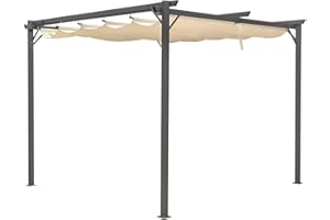 Hortan Gazebo Pergola 3 x 4 Metri Con Telo Impermeabile Richiudibile E Struttura Rettangolare In Acciaio Inossidabile Ad Alta Densità, Per Arredo Giardino, Terrazzo e Attività Commerciale