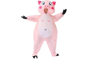 ALLC Inflatable Dinosaur Costume, Chicken Cow Flamingo Pig Costume Inflatable Animal Costume for Adult, Halloween Blow Up Ride On Costume Fancy Dress Cosplay Party (Pig -Adult)