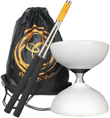 Mr Babache Finesse G4 Diabolo White w/ Evolution 2 Bearing Axle, Henry's Aluminium Sticks & FT Bag