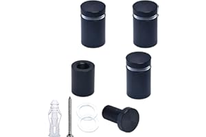 BESTANDOFF 4 Pcs Aluminum Standoff Fixings, Sign Standoff Screws Wall Mount Advertisement Fixings Bolts for Sign Displays, Sign Support Wall Mount (Black, 16mm Dia x 20mm H)