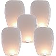 Offermax Sky Lanterns, Chinese Lanterns Fully Assembled, Flying Lanterns Easy to Use, Paper Lanterns for Parties, Birthdays, Events, Weddings, New Years, Memorial Ceremonies. (5 Pack White)