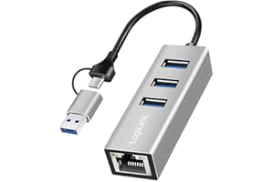 LogiLink UA0440 - Hub USB-C 3.2 Gen 1 vers Adaptateur Ethernet RJ45 5G avec 3 Ports USB-A supplémentaires