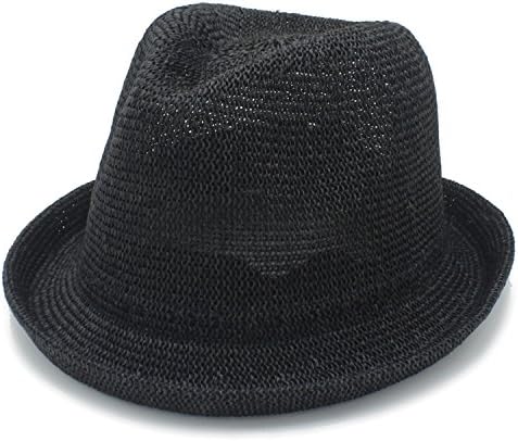 Mesh Beach seaside Sun hat For Women Men Gentleman Boater Fedora Hats Dad Flat Homburg Beach Hat Godfather Panama Cap Tourism hat Outdoor Hat DuoShengZhTG ( Color : Black , Size : 56-58CM )