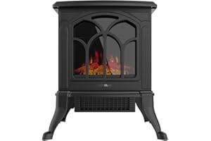 Cecotec Cheminée Électrique sur Pied ReadyWarm 1500 Flames. 1500 W, 2 Niveaux de Puissance, Thermostat Réglable et Contrôle Indépendant des Flammes, Zone de Couverture 20 m2