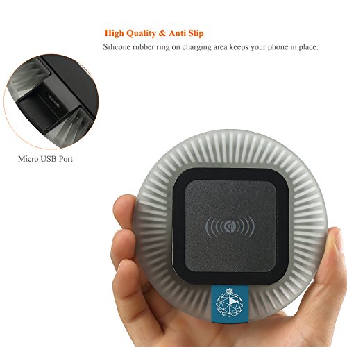 Antye Qi Wireless Charger Kit for iPhone 7 Plus (5.5 Inch), Including [Detachable Lightning Connector] Wireless Charging Receiver Case and [Sleep Friendly] Wireless Charger Pad (Black-Black)