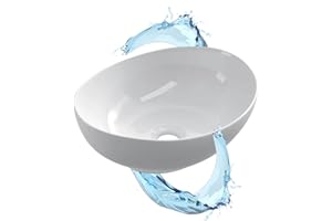 ‎STARBATH PLUS Starbath Plus - Keramik-Waschtisch - Ovale Form - Farbe Weiß - Maße 41 x 33 x 15 cm - Ideal für Aufsatzwaschbecken und Toilette in Ihrem eigenen Zuhause