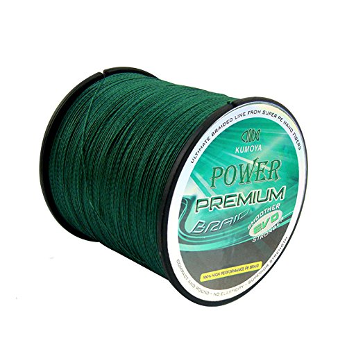 Lakii Classic 4 Hilos Trenzado línea de Pesca 100% PE Multifilamento Super Fuerte Japón Material - 300 m/328 yds, 500 m/547 yds Verde Negro, Verde Oscuro, 1000M 60LB