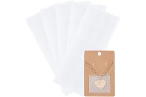 Beebeecraft 50 pochette Adhésive en Plastique pour Collier Pochette Transparente pour Bijoux Cartes D'Affichage de Collier