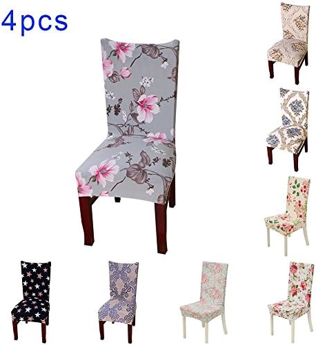 4 x Stretch Removable Washable Short Dining Chair Protector Cover by SindeRay (D)