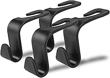SHOWAY Car Seat Headrest Hooks, Car Hook Hangers Storage Organizer Interior Accessories for Purse Coats Umbrellas Grocery Bag