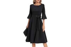 HomRain Women 3/4 Sleeve Elegant Formal Dress for Cocktail Classy Fall/Winter Christmas Church Work Dress