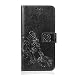 Produktbild Ostop Xiaomi Pocophone F1 Brieftasche Hülle,Schwarz PU Leder Handyhülle,Schön Blumen Blätter Geprägt Gedrückt Schale Standfunktion Geldbörse Tasche mit Kartenfach Kreditkarte Halterung,Magnetverschluss flip Klappe Abdeckung Ganzkörper Schutzhülle