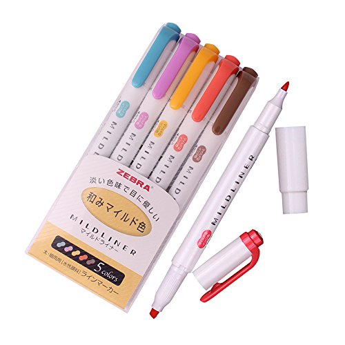 Zebra Mildliner Soft Color Double-Sided Highlighter Pens Deep, Warm & Cool (Yellow Pack) by Zebra mildliner