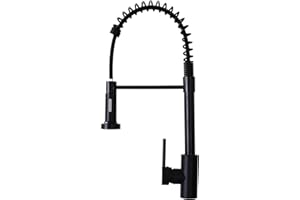 DENKER ELEGANCE AND QUALITY DENKER Grifo Cocina Extraible Extensible Resorte con 2 Modos Giratorio a 360° Acero inoxidable Pulido Color Negro Cromado (Negro) Higiene Limpieza Presión Agua Chorro de Agua