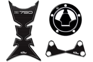Resin Bike autocollants moto compatibles Avec Kawasaki Z750 2007 2014. Protections Du Réservoir, Bouchon Réservoir Et Plaque Direction à Partir De Chocs Graffi. Kit Complet 3D Résine