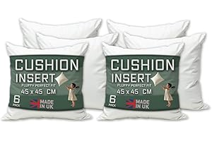 Linen Empire Cushion Inserts 18" x 18" Pack of 6 Cushion Inner Pads (45 x 45 cm) - White Square Bounce Back Decorative Scatter Cushion Stuffers - Sofa Bed Couch Pillows