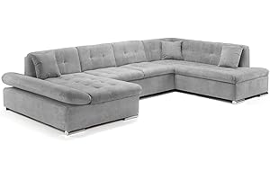 Honeypot - Sofa - Bergen - Corner - Sofa bed - Storage - Fabric (All Grey, Right Hand Corner)