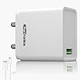 Portronics Adapto One,18W 3A Mach USB Charging Adaptor Comes with 1M Type C Cable Single Port Wall Charger for iPhone 11/Xs/Xs Max/Xr/X/8/7/6/Plus,Ipad Pro/Air 2/Mini 3/Mini 4,Samsung S4/S5,White