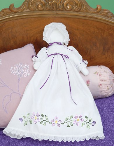 Jack Dempsey Stamped White Pillowcase Doll Kit, Starflowers,