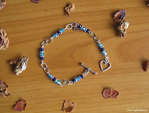 Bracelet silver heart perler beads findings toggle handmade