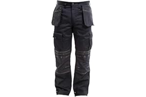 Apache Workwear Men's Site Trousers | APKHT Polycotton Holster Trouser | Black 34W x 29L | Cordura Side Cargo Pocket | Low Rise Comfort Waist | Reinforced Hem Knee Pad and Phone Pocket