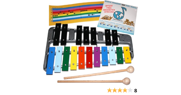 Musikid Glockenspiel 18 Music Notes 1 Xylophone 2 Sticks 8 Rhymes Booklet Dvd Amazon In Electronics