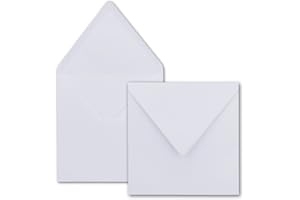 FARBENFROH BY GUSTAV NEUSER 50x enveloppes carrées en blanc pur - 15,5 x 15,5 cm - sans fenêtre, à collage humide - pour cartes d'invitation de mariage, d'anniversaire