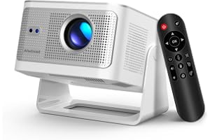 Stödd 4K/8K miniprojektor, inbyggd 1080p 600 ANSI för hem | Android 14, inbyggda applikationer, autofokus, högtalare 15 W, bilnyckel, WiFi 6, BT 5.4