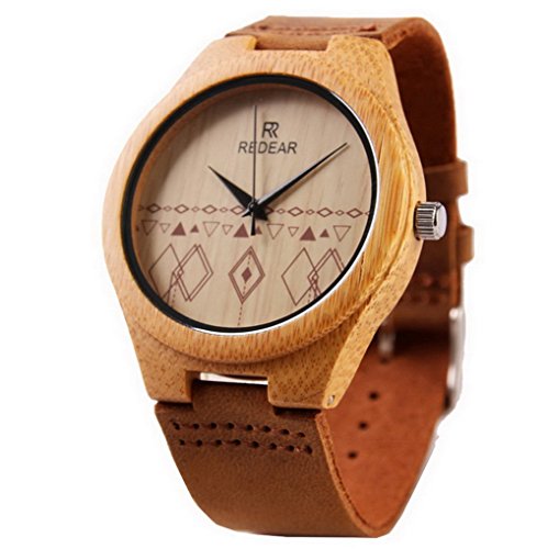 ACMEDE Damen Holzuhr Holz Armbanduhr Bambus Uhr Lederarmband Braun ACMEDE Damen Holzuhr Holz Armbanduhr Bambus Uhr Lederarmband Braun