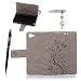 Produktbild Sony Xperia Z5 Compact Hülle, Sony Xperia Z5 Mini Schutzhülle, Alfort 3 in 1 Lederhülle / handyhüllen Fashion Design Premium PU Leder Hohe Qualität Tasche Case Cover Kasten Abdeckung Wallet für Sony Xperia Z5 Compact / Sony Xperia Z5 Mini 4.6" Smartphone Funktion Standfunktion Unterstützte Telefone und Magnetverschluss mit Schmetterling ( Grau ) + Alfort Schwarz Stylus Pen + Netter Staub Stecker