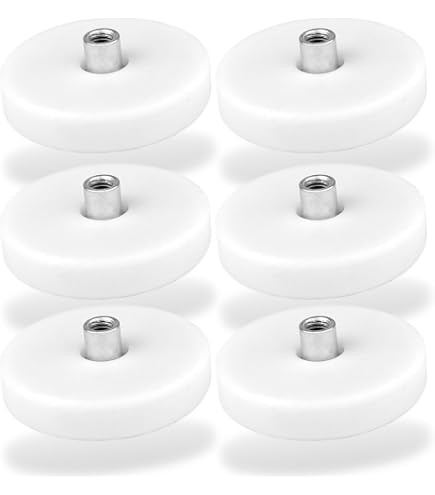 6er-Set Gummierten Neodym-Magnete – 34mm Rund Mit M4 Innengewinde, 12kg Zugkraft – Topfmagnet Mit Gummiummantel