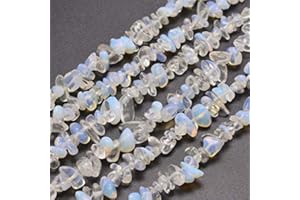 ‎PERLIN Mondsteine Perlen Opal Edelstein Strang 8mm Chip Syntetischer Edelsteine Halbedelstein Schmuckperlen Schmuckstein, Beads Gemstone Weiß