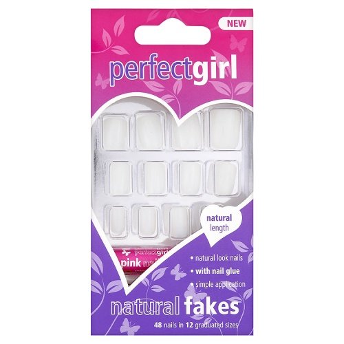 Perfect Girl Natural Fakes Square False Nails - 48-Pack