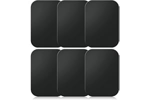 Czkonore Metallplatte Metallplättchen Selbstklebend 6 Stück, Rechtecke 65x45mm Metall Platte Set, Mit Starkem Kleber für Magnet KFZ Zubehör Handyhalterung Auto magnetplatte, Schwarz