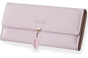 ANYWN Duży portfel damski, duża pojemność, elegancki damski portfel, duży portfel z przegródkami na karty i kieszonką na drobne, Rosa, Long, Elegancki