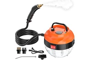 Teodute 3800W Handdampfreiniger, 6 Geschwindigkeitsstufen, 1L Wassertank Steam Cleaner, Dampfreiniger Handgerät für Küche Bad Terrasse Fliesenfugen Böden und Autopflege (Orange)