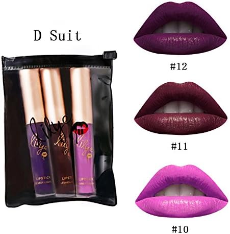 Lip Gloss Kinut 3 In 1 Set Matte Lip Makeup Waterproof Long-lasting Lip Gloss