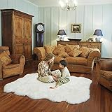 lammfelloptik mantel herren  Teppiche Faux Lammfell Schaffell Longhair Fell Optik Nachahmung Wolle Bettvorleger Sofa Matte (Weiß, 120 x 180 cm)