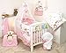 10 PCS BEDDING SET BABY COT BED/COT QUILT BUMPER CANOPY +HOLDER (to fit cot bed size 140x70cm, Pink & White Owls)
