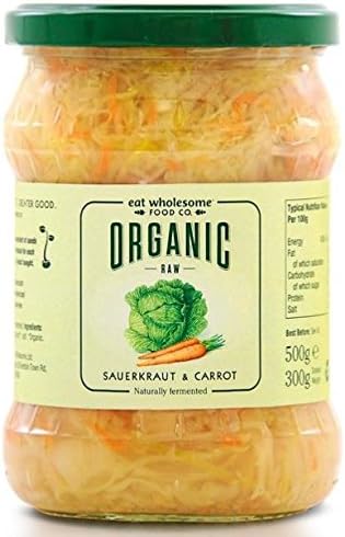 (3 Pack) Eat Wholesome Organic Raw Unpasteurised Sauerkraut & Carrot 500g