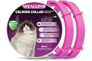 WEALLIN Collare Calmante per Gatti, Regolabile e Impermeabile Collari Calmanti, 60 Giorni di Protezione, Rilievo di Ansia Collare ai Feromoni per Gatti di Taglia Piccola, Media e Grande(2pz, Rosa