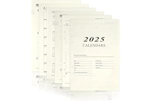 NVKRLFYD Agenda Semainier 2025, Format A5, 6 trous, 176 Pages, Recharge de Papier 139 x 206 mm, Recharge de Papier pour Agenda, pour Carnet Journalier Planificateur Personnel Organiseur