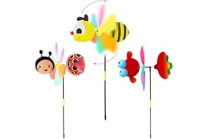 Moulin à Vent Jardin, ACTOYS 3 Pièces Moulin a Vent Exterieur, 55 cm Moulin a Vent Animaux, Moulin à Vent Enfant, Moulin à Vent Décoratif, pour Jardins, Balcons, Cours, Patios