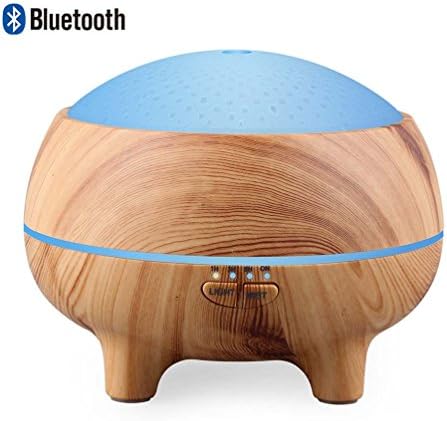 Aroma Essential Oil Diffuser 300Ml Ultrasonic Humidifier Bluetooth Speaker Atomizer Music With 7 Color LED Night Lights Changing Waterless Automatic Shutdown For Home, Yoga, Office, - Wood Grain,Lightbrown