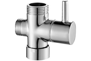 HATOOLHA Shower Diverter Valve Replacement, 3 Way T-Adapter Shut-Off Valve for Shower Head Arm Diverter, G1/2 Female Inlet x G1/2 & G1/2 Outlet