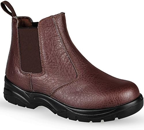 TUF Chelsea Dealer Safety Boots Steel Toe Cap S3 Heavy Duty Proection Brown (UK 8)