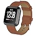 Produktbild Tuff Luv Echtleder Ersatzarmband Uhrenarmband Armband Schlaufe für Fitbit Versa - Braun (Einheitsgröße)